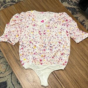 Colorful Confetti Print Bodysuit buddy Love small